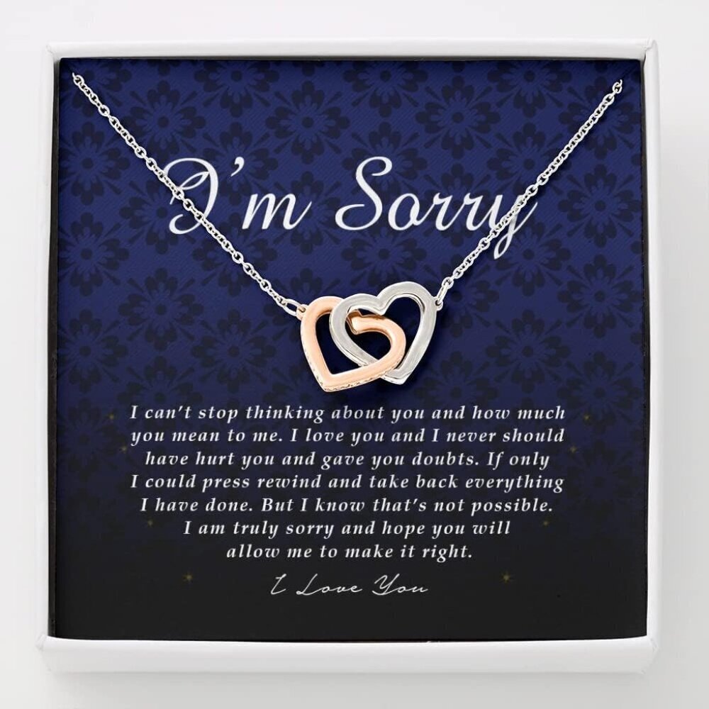 Interlocking Heart Necklace Steel Size 18-22in Forgiveness Gift for Her